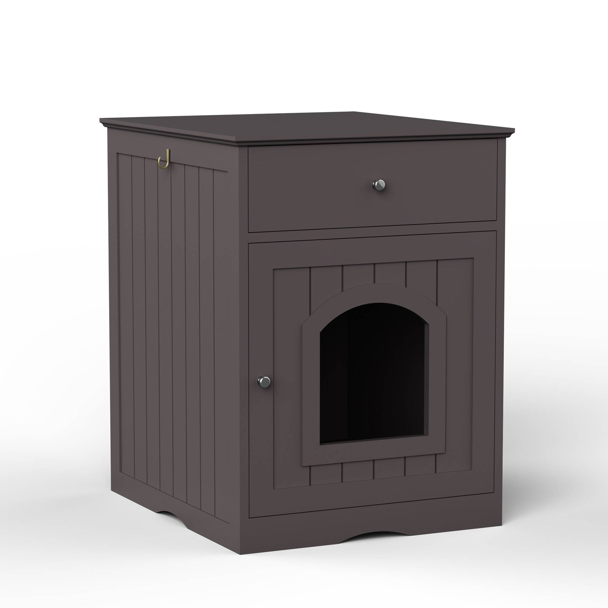 Wooden Pet House Cat Litter Box Enclosure With Drawer Side Table Cat Home Nightstand - Image 12