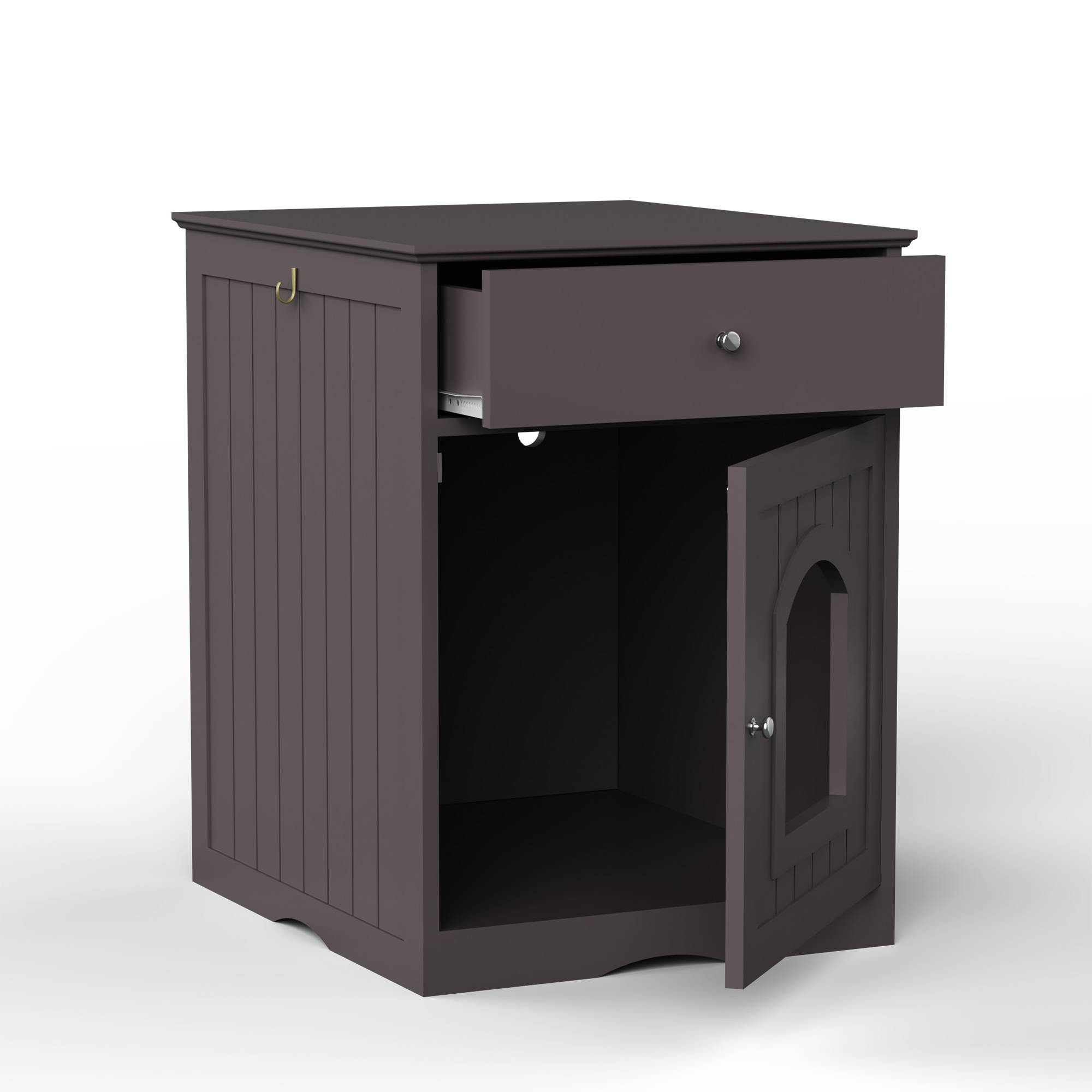 Wooden Pet House Cat Litter Box Enclosure With Drawer Side Table Cat Home Nightstand - Image 15