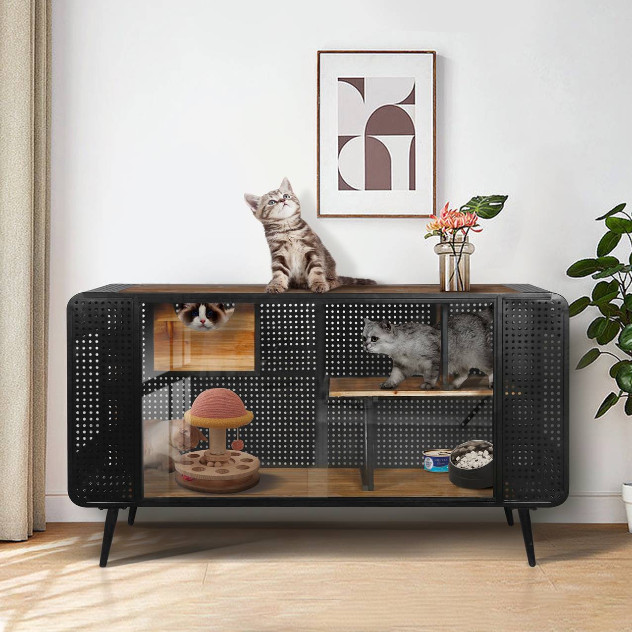 Spacious Cat House With Tempered Glass For Living Room, Hallway - Image 5