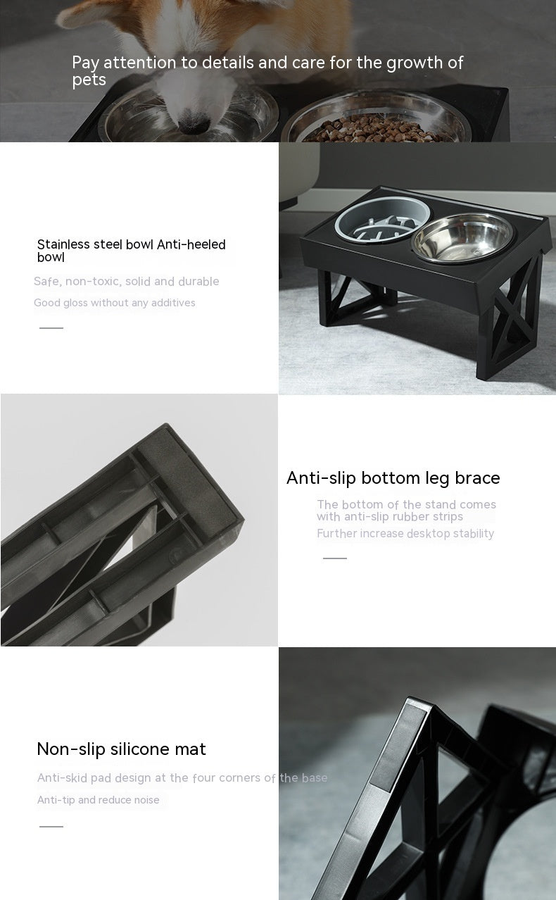 Pet Adjustable Elevated Stainless Steel Vertical Anti-Choke Slow Food Dog Bowl - Image 2