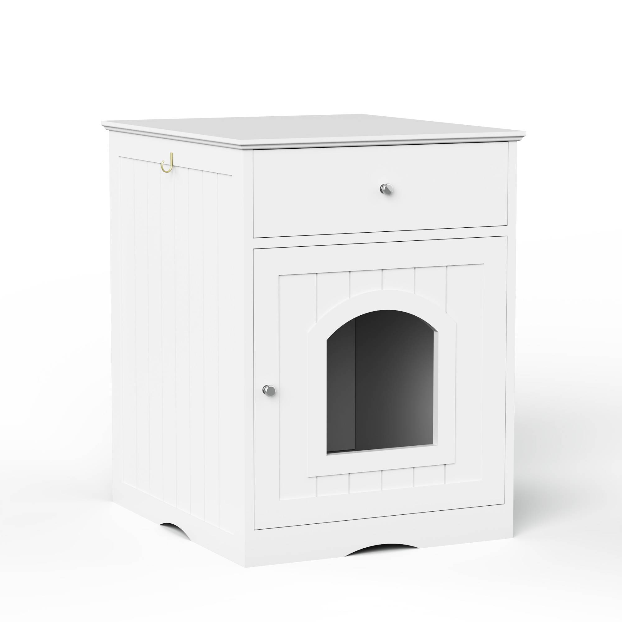 Wooden Pet House Cat Litter Box Enclosure With Drawer Side Table Cat Home Nightstand - Image 11