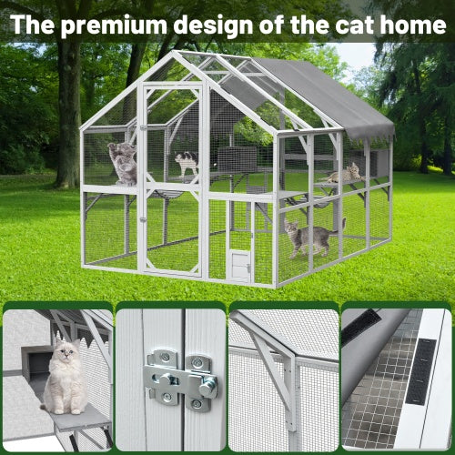 Outdoor Cat Room Cat Fence 110 Large Kitten Play Fence With Platform - Image 5