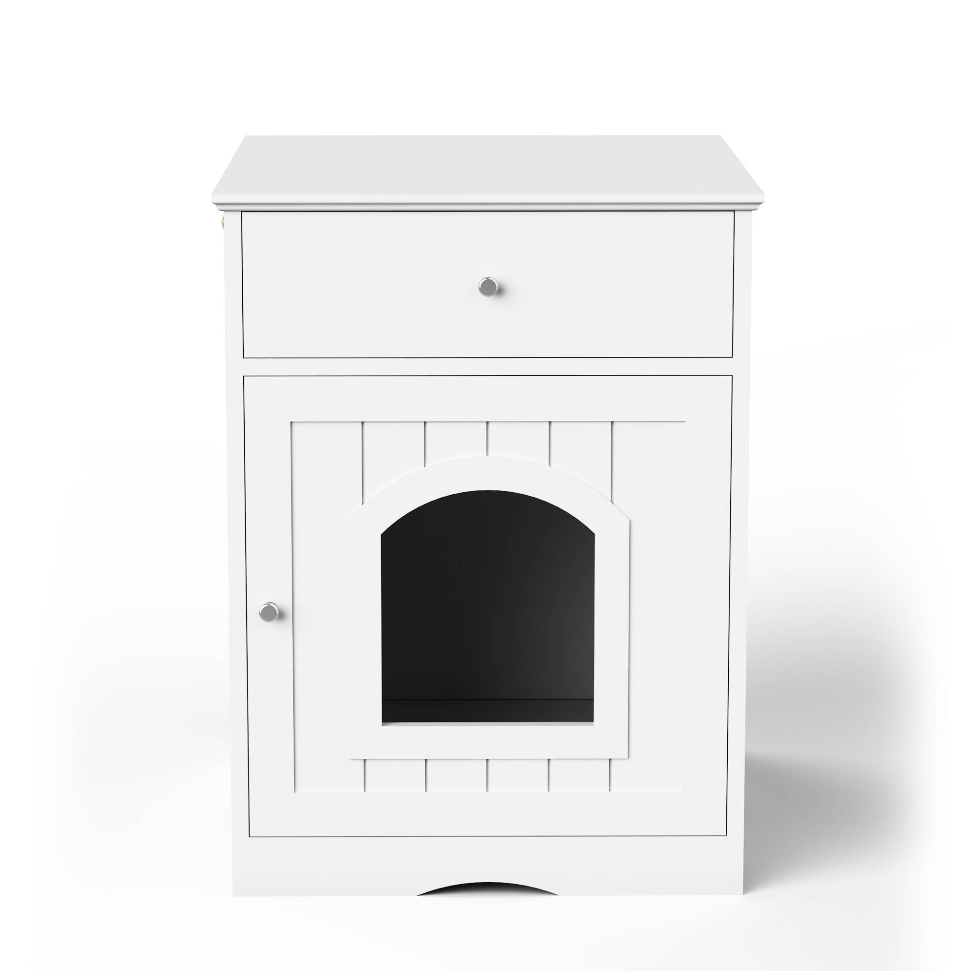 Wooden Pet House Cat Litter Box Enclosure With Drawer Side Table Cat Home Nightstand - Image 9