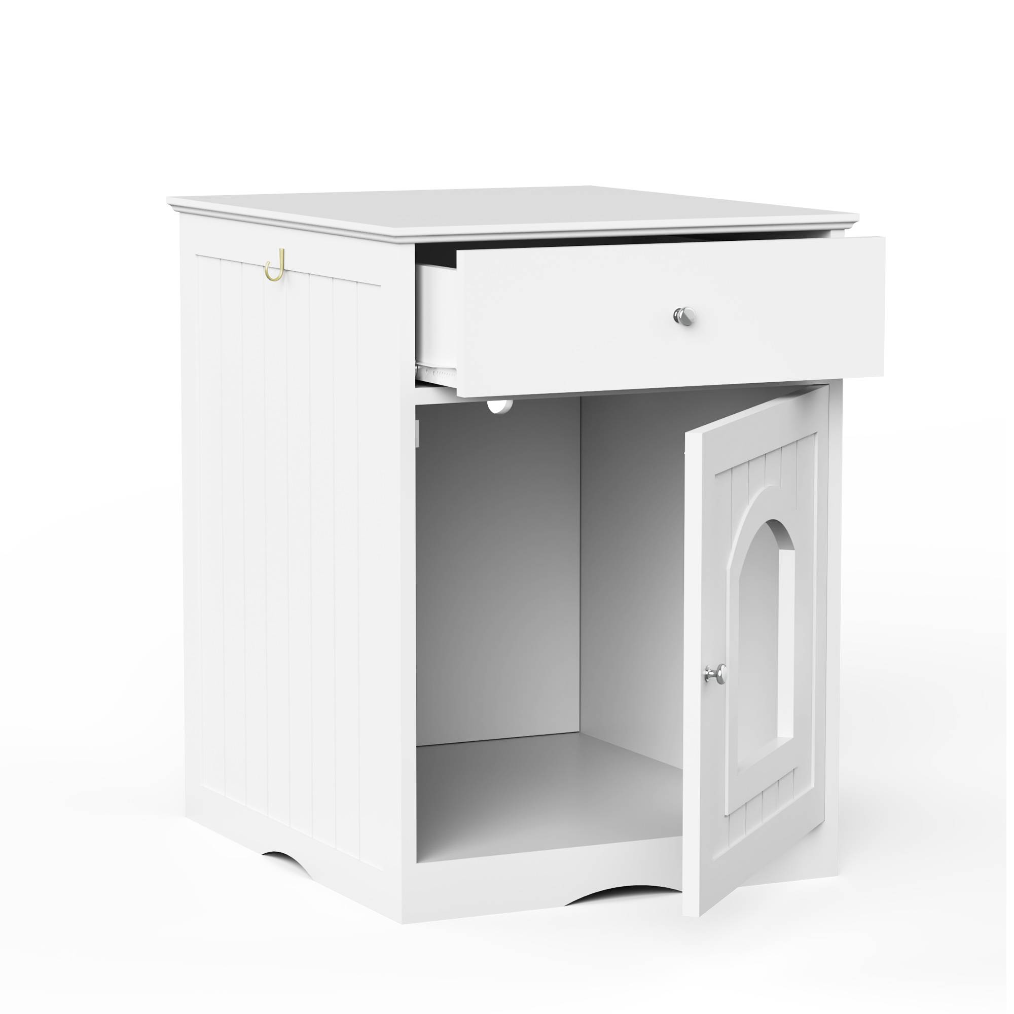 Wooden Pet House Cat Litter Box Enclosure With Drawer Side Table Cat Home Nightstand - Image 4