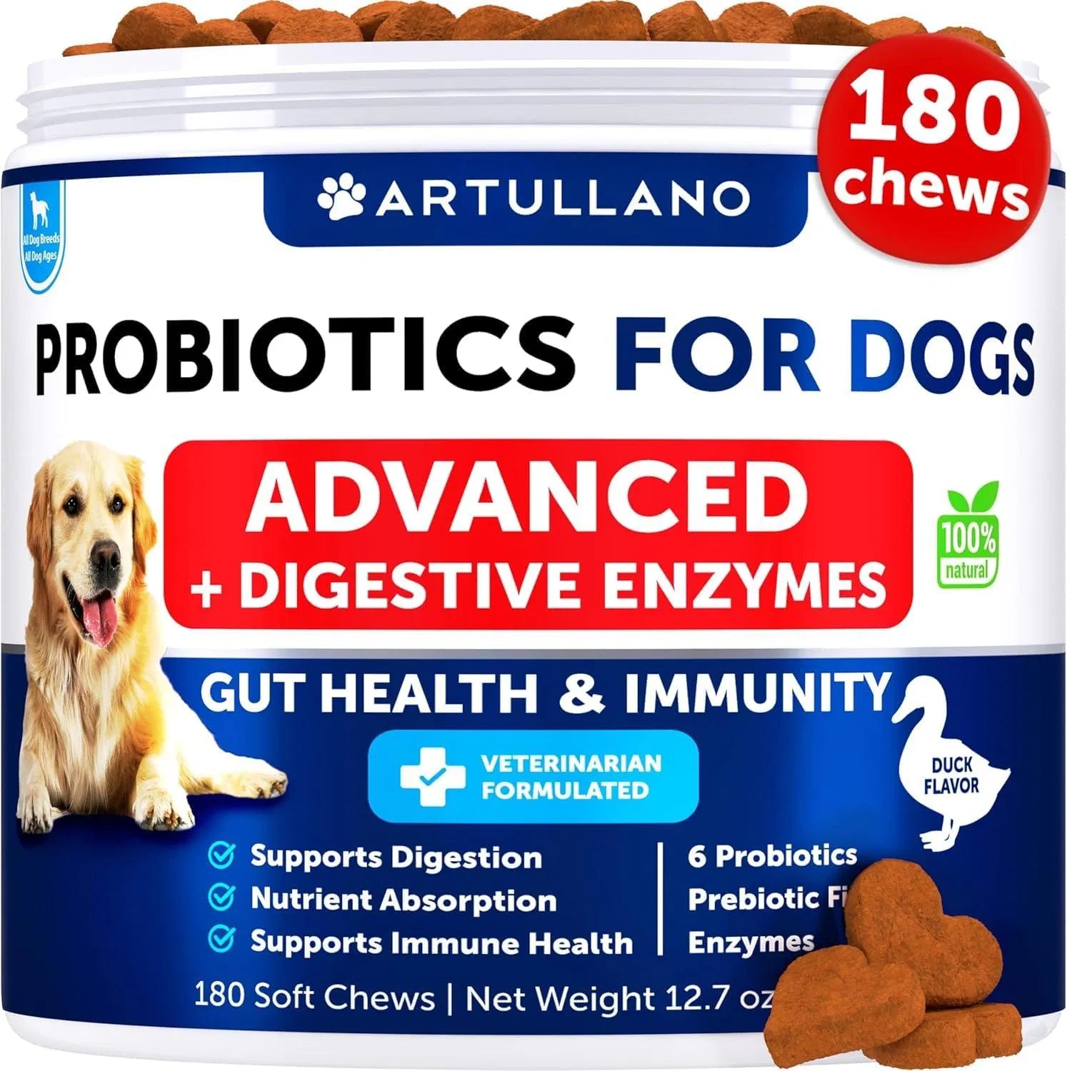 Probiotics For Dogs Support Gut Health Itchy Skin Allergies Immunity Yeast Balance Dog Probiotics And Digestive Enzymes With Probiotics Reduce Diarrhea Gas 180 Probiotic Chews For Dogs
