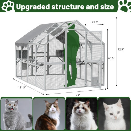 Outdoor Cat Room Cat Fence 110 Large Kitten Play Fence With Platform - Image 6