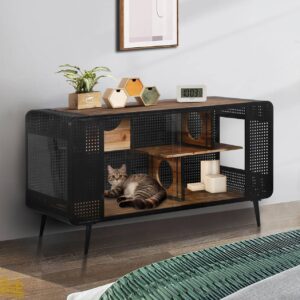 Spacious Cat House With Tempered Glass For Living Room, Hallway