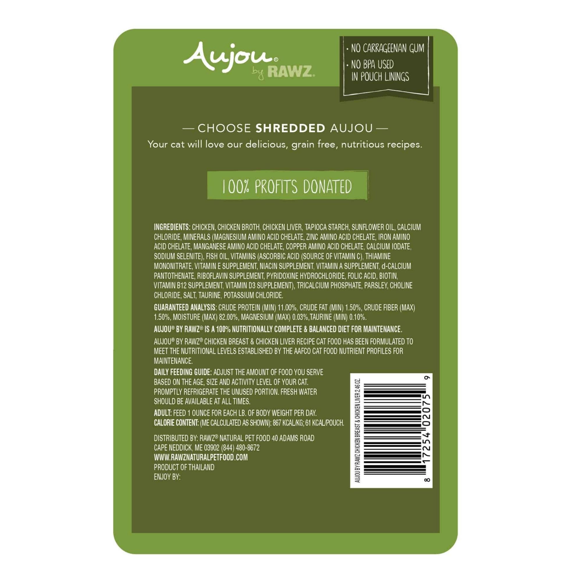 Rawz Aujou Dog Pouch Salmon, Beef & Tuna 2.46oz. / 8 Pouches / (Case of 6) - Image 2