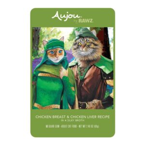 Rawz Aujou Cat Pouch Chicken Breast Chicken Liver 2.46oz. / 8 Pouches / (Case of 6)