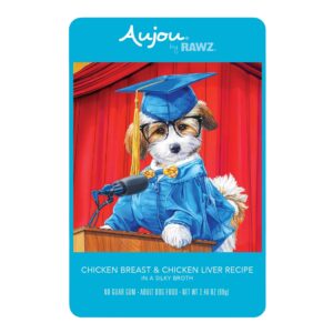 Rawz Aujou Dog Pouch Chicken Breast Chicken Liver 2.46oz. / 8 Pouches / (Case of 6)