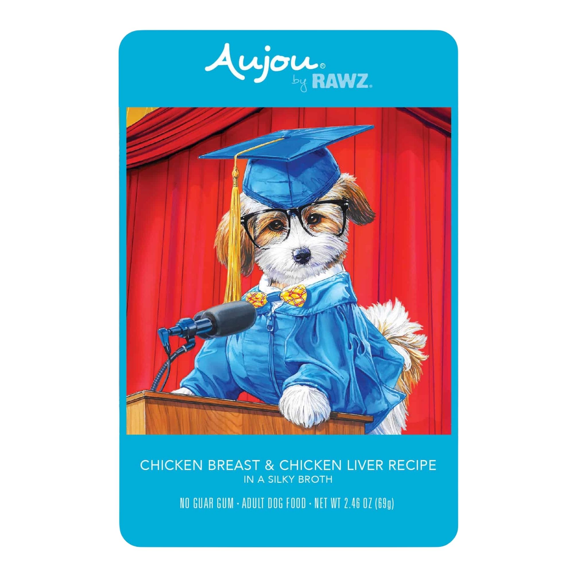 Rawz Aujou Dog Pouch Chicken Breast Chicken Liver 2.46oz. / 8 Pouches / (Case of 6)