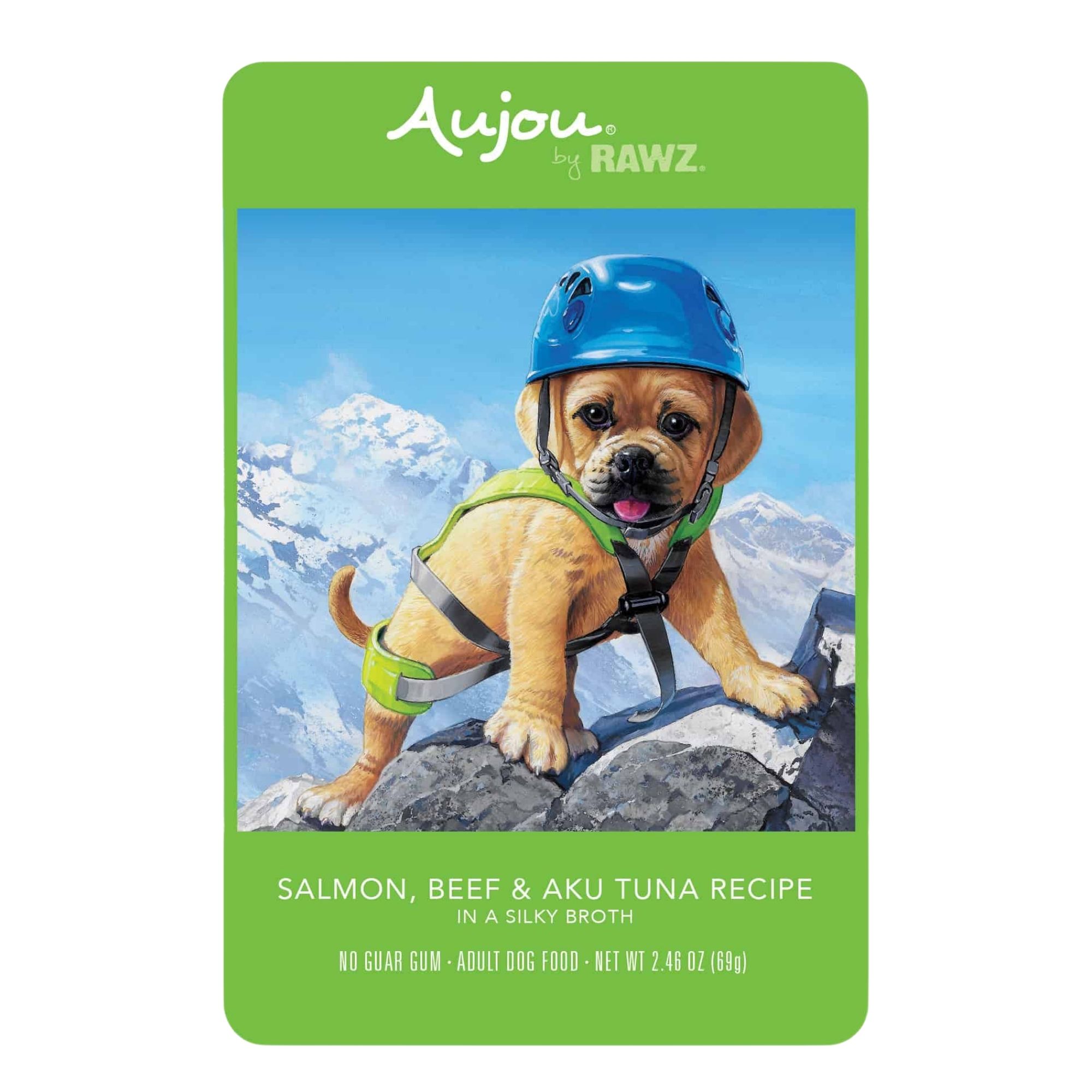 Rawz Aujou Dog Pouch Salmon, Beef & Tuna 2.46oz. / 8 Pouches / (Case of 6)