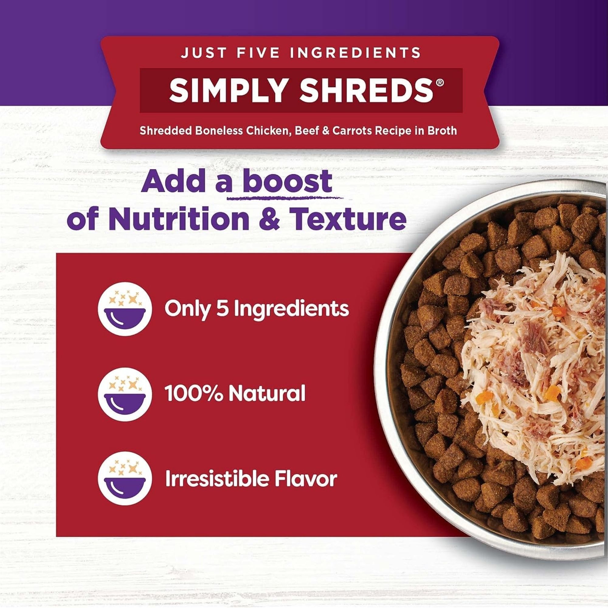 Wellness Bowl Boosters Simply Shreds 2.8oz. Chicken & Beef Shred (Case of 12) - Image 4