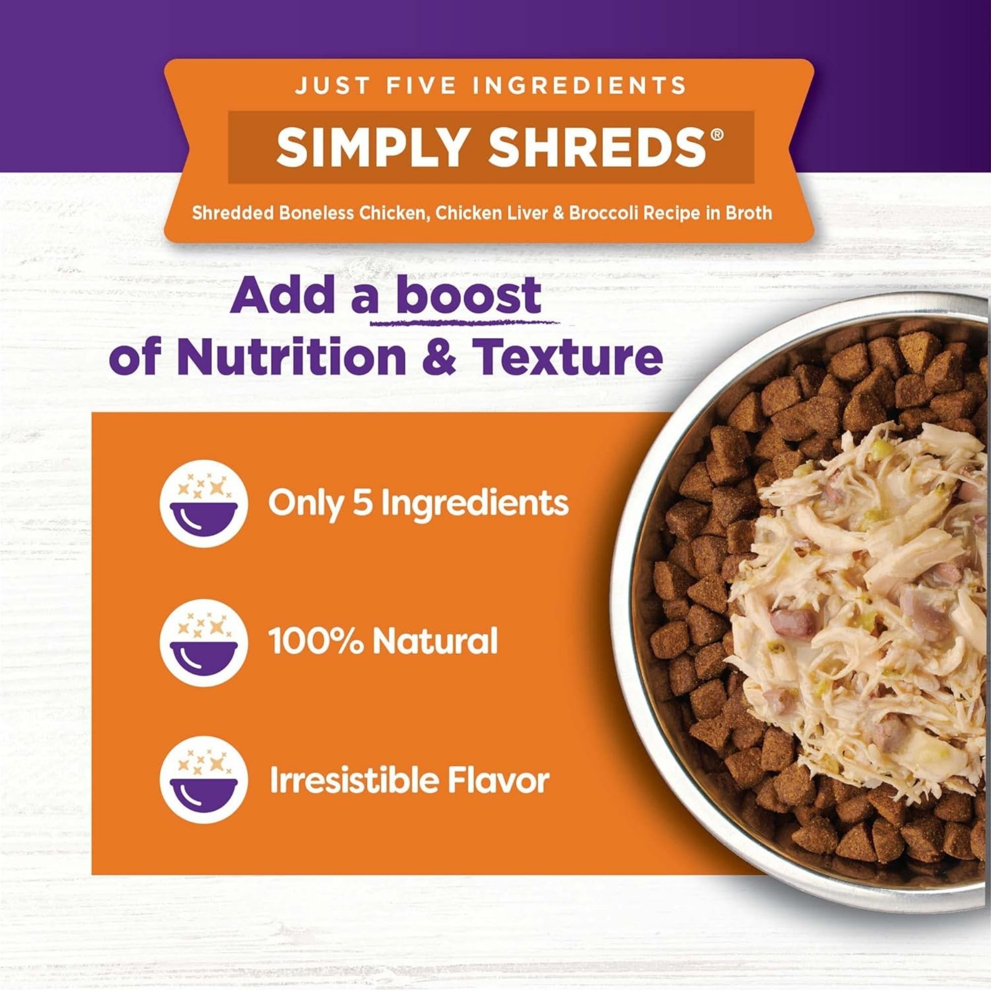 Wellness Bowl Boosters Simply Shreds 2.8oz. Chicken & Chicken Liver Shred (Case of 12) - Image 3