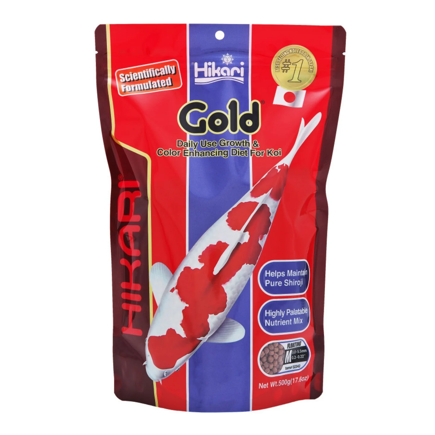 Hikari USA Gold Color Enhancing Pellet Fish Food for Koi and Pond Fishes 1ea