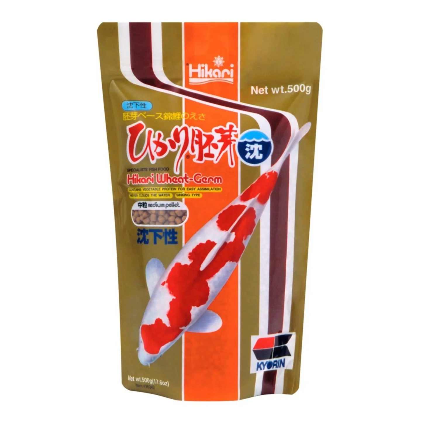 Hikari USA Wheat-Germ Sinking Pellet Fish Food for Koi, Goldfish and Other Pond Fishes 1ea / 17.6 oz, MD
