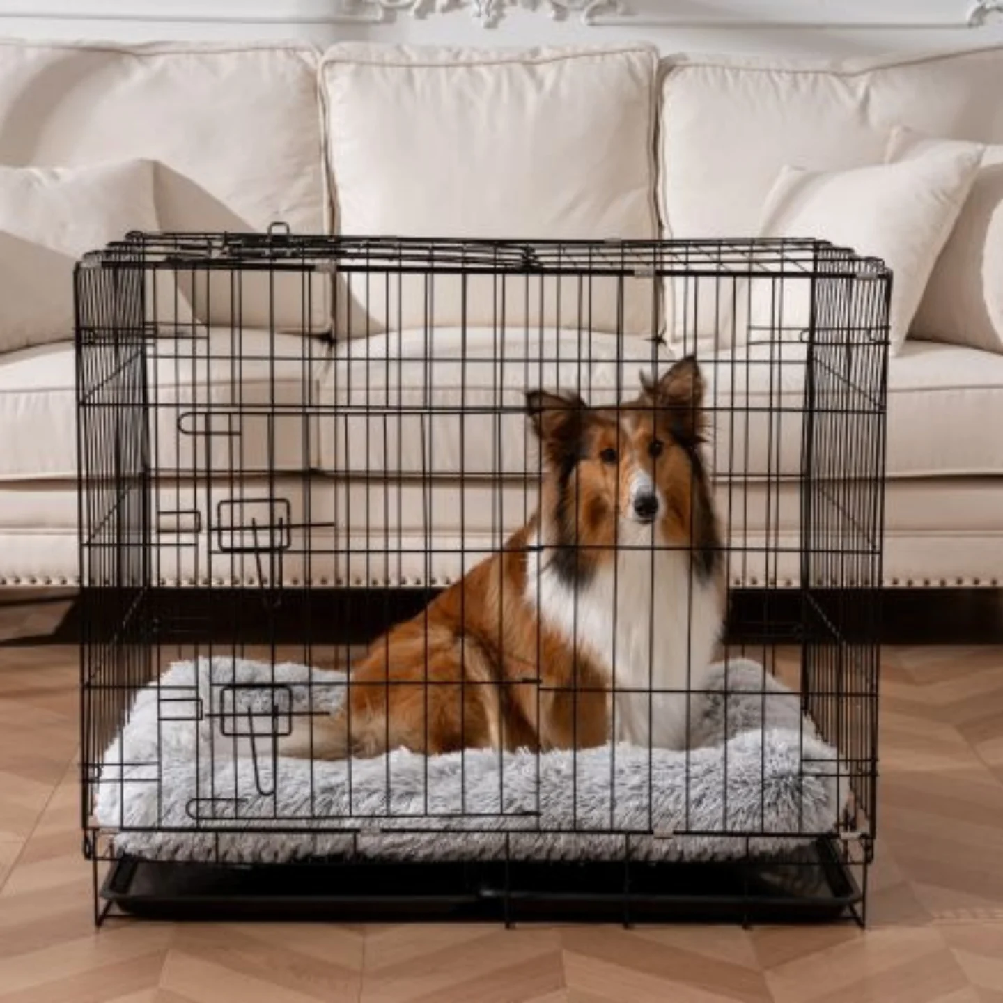 Tall Tails Dog & Cat Grey Cuddle Crate Bed - Image 5